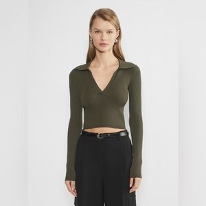 NWT Babaton Aritzia Sculpt Knit Polo Longsleeve S